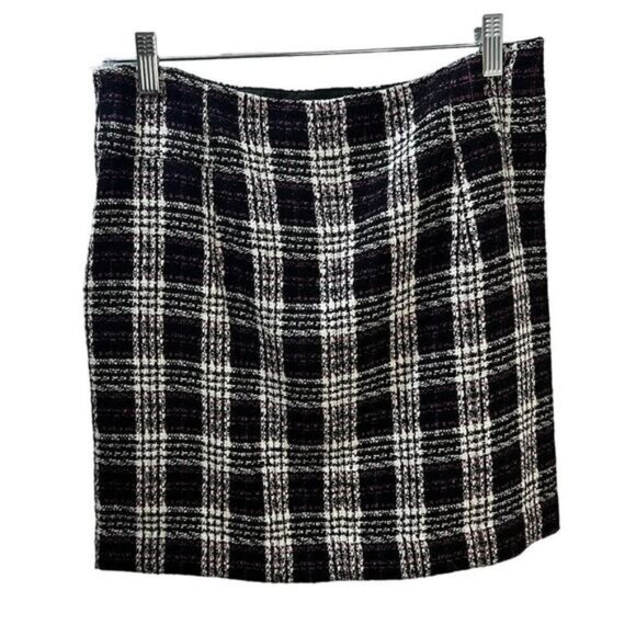 NEW‎ Plaid Tweed Mini Skirt with Side Zip Size 4 - Picture 2 of 5